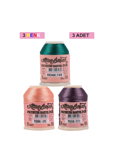 3 Adet Altınbaşak Oya Ve Dantel İpi 20 Gr - Royaleks - No: 415 - 970 - 745