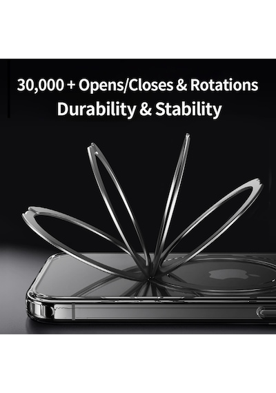 Rock Apple Uyumlu iPhone 16 Pro Crystal Rotating Magsafe Stantlı Kılıf Şeffaf Şeffaf