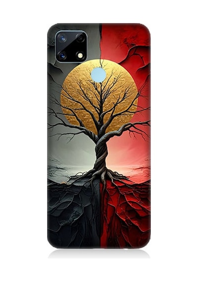 Realme 12 Uyumlu Siyah Gölge Ağaç Desenli Silikon Kılıf Çok Renkli