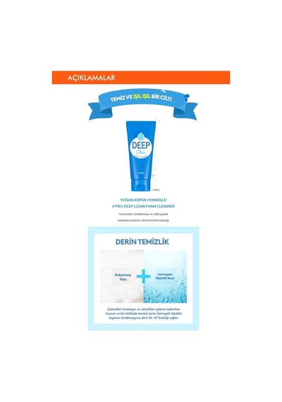 Derinlemesine Temizleyen Yüz Yıkama Köpüğü 130ml Apıeu Deep Clean Foam Cleanser
