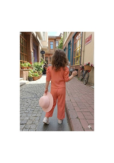 Bubiee Baby Kız Çocuk Soman Düğme Detaylı Bürümcük Crop Ve Pantolon Alt Üst Takım Turuncu Bubiee Baby Kız Çocuk Soman Düğme Detaylı Bürümcük Crop Ve Pantolon Alt Üst Takım Turuncu