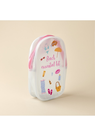 Living Beach Essential Kit Kozmetik Çantası - Şeffaf / Pembe