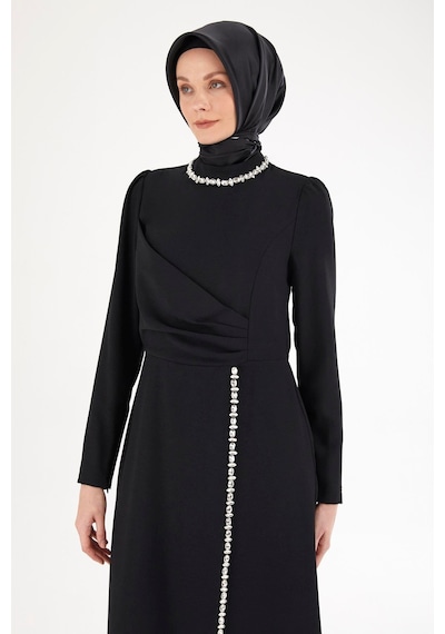 Armine Trend Taş Desenli Elbise-siyah 25yt912 Siyah