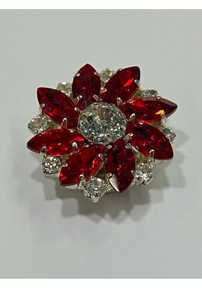 Taşlı Düğme /taşlı Klipsli Düğme/2,5 Cm Kırmızı