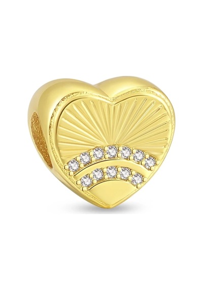 Nur Silver Gold Renkli Güneş Işığı Kalbi Gümüş Charm Nur-bl00059