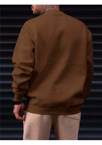 Startmore Kahverengi Unisex Kadın/erkek Detaylı Los Angeles Özel Baskılı Renkli Oversize Bisiklet Yaka Pamuklu
