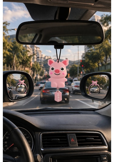 2'li Kör Nokta Aynası Sevimli Kokulu Ayna Süsü Seti Pembe Renk