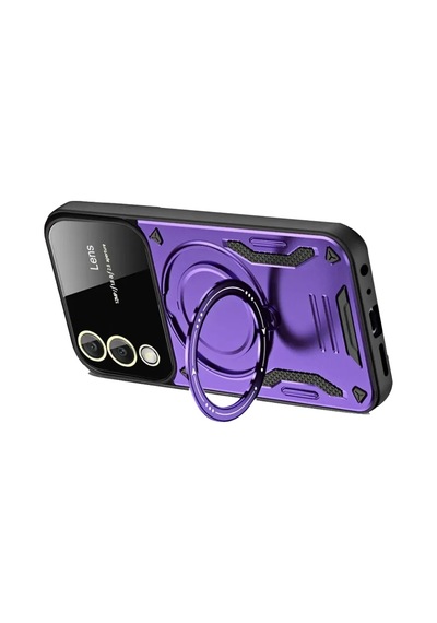 Newface Samsung Galaxy S25 Edge Kılıf Joy Lens Standlı Kapak - Mor