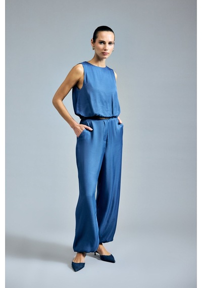 Sateen Colin Bluz - İndigo-137314