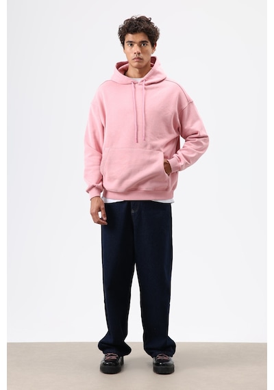 Vamos Basic Oversize Yıkamalı Hoodie Somon