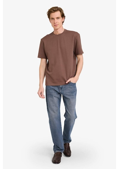 Defacto Bisiklet Yaka Twill Tişört D7912ax26spbn534 Kahve-bn534