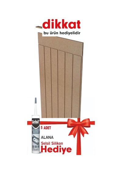 Dekoratif Duvar Paneli 54 X 105 Cm Boyanabilir Ahşap 5 Mm Ham Mdf Duvar Paneli 5 Adet Selsil Silikon