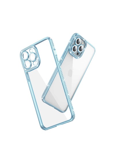 Apple Uyumlu iPhone 13 Pro Max Kılıf Kamera Korumalı Taşlı Zore Mina Kapak Gümüş