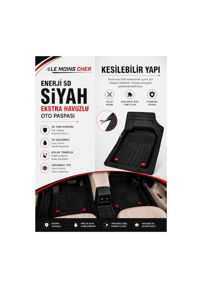 Volvo Xc40 Core Havuzlu Oto Paspası Kaymaz Taban Dayanıklı Enerji Siyah