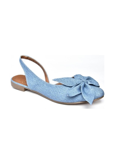 Fox Shoes H726809004 Mavi Kot Kumaş Kadın Babet Mavi