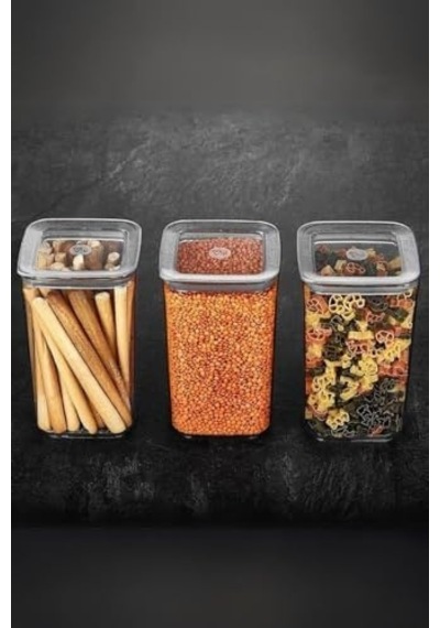 Sude Kare Saklama Kabı 3 X 1200 Ml, Şeffaf