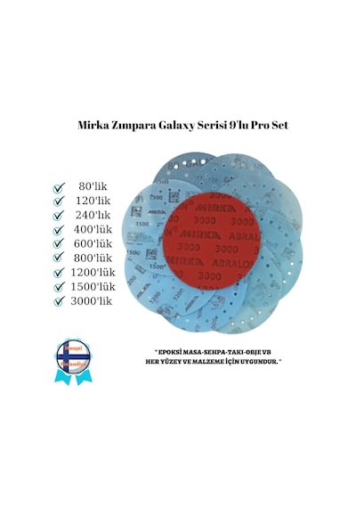 Epoksi Reçine Zımpara Seti Mırka Galaxy 9'Lu Set Pro