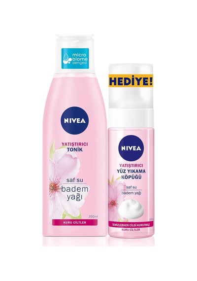 Nivea Kuru Ciltler İçin Yatıştırıcı Yüz Yıkama Köpüğü 150 ML + Badem Yağlı Yatıştırıcı Tonik 200 ML
