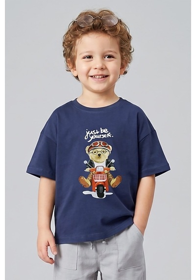 Dmb Boys & Gırls Erkek Çocuk Ayıcık Baskılı Tshirt 1-7 Yaş Mavi-2797