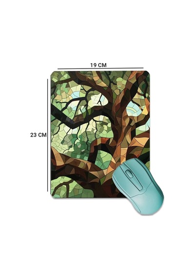 Sonictouch Mozaik Ağaç Pürüzsüz Yüzey Kaymaz Taban Dikişsiz Kenar Gamer Oyuncu Mouse Pad 19x23cm Mousepad