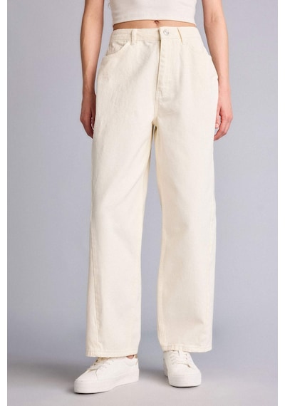 Defacto %100 Pamuk Baggy Fıt Normal Bel Gabardin Pantolon G9893ax26spwt84 Beyaz-wt84