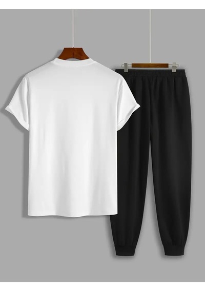 Uyguntarz Unisex Boğa Baskılı Eşofman Takımı Beyaz