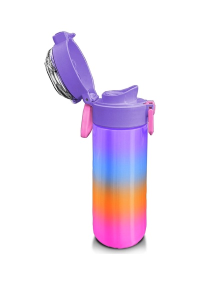 Coral High Kids Renk Geçişli Desenli Pipetli Ve Direkt İçim Çelik Termos 500 Ml 31875 Eflatun
