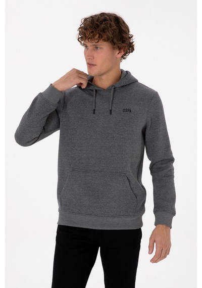 U.S. Polo Assn. Erkek Regular Fit Kapüşonlu Şardonlu Antrasit Melanj Basic Sweatshirt 50315582-VR081