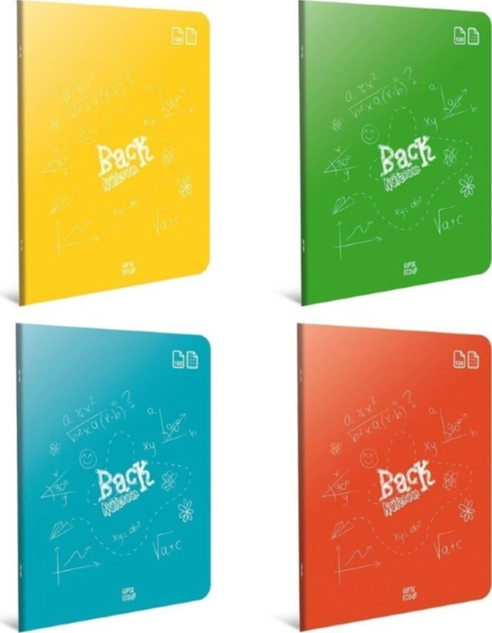 Back A5 80 Yaprak Plastik Kapak Dikişli Defter 2 Kareli + 2 Çizgili