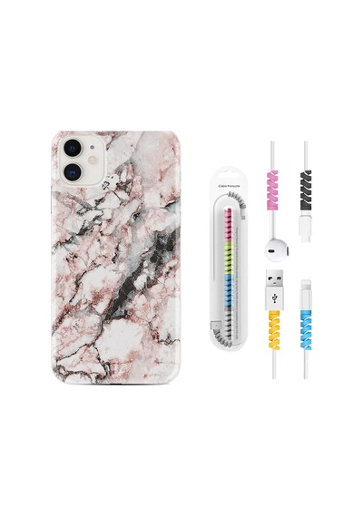 Apple Uyumlu iPhone 12 Kılıf Kablo Koruyuculu Colorfull Marble 2 1389