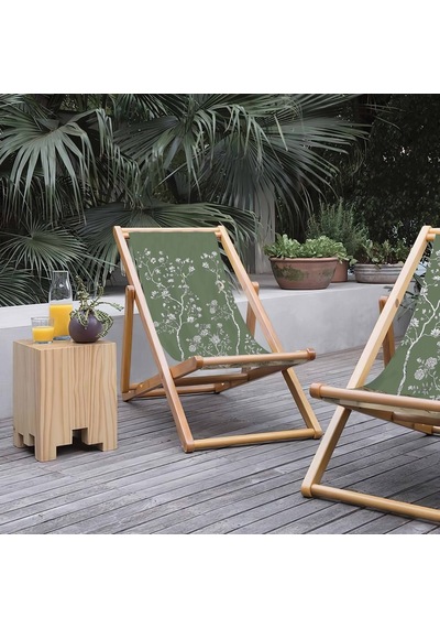 Bluehomeconcept Adawall Yeşil Çiçek Tasarımlı Şezlong
