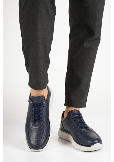 Fame Step Hakiki Deri Erkek Yürüyüş Ayakkabısı Casual Comfort Bağcıklı Ortopedik Günlük Rahat Taban Lacivert Sneaker Palermo