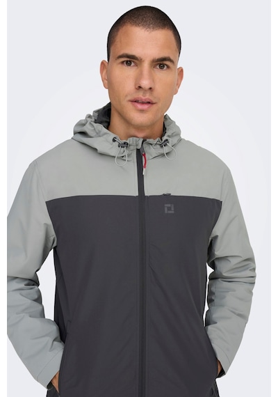 Only & Sons Erkek Onsmack Su Geçirmez Kapüşonlu Ceket 22024207 Gr Gri