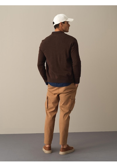 Xint Kahverengi Regular Fit Dik Yaka Pamuklu Hırka 801663