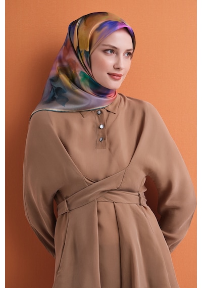 Armine Sura İpek Eşarp 2026-2027 - Sonbahar Kış-asm9603 Somon-mavi