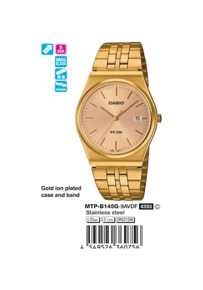 Casio Mtp-b145g-9avdf Quartz Çelik Altın Rengi 35 Mm Erkek Kol Saati Altın