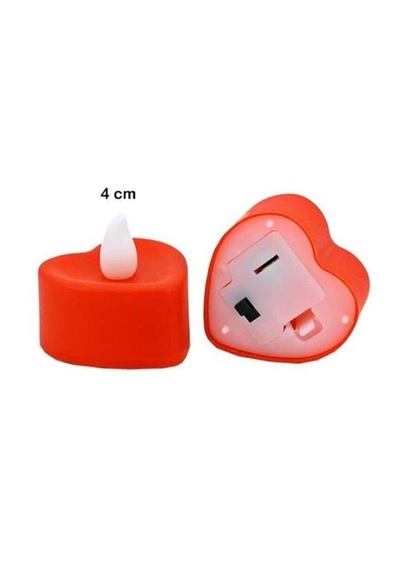 7 Adet Kırmızı Kalpli Ledli Mum, Tealight Mum Pilli, Led Işıklı, Kutlama, Doğum Günü, Kına, Düğün