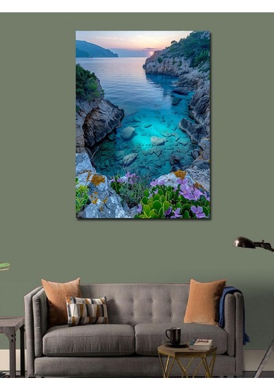 Kanvas Tablo Turkuaz Koy Manzarası 50cmx70cm