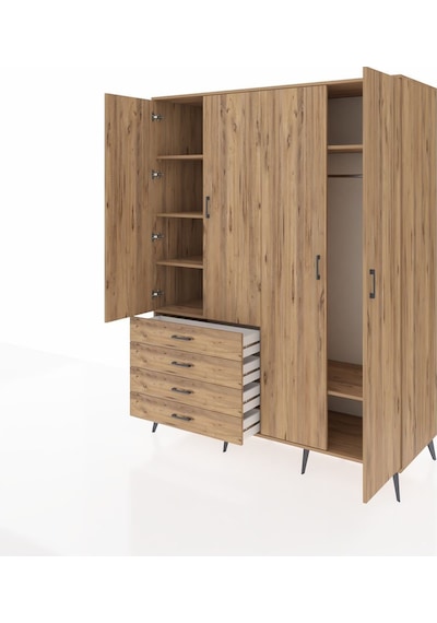Kronos Gardrop 6 Raflı 4 Çekmeceli Tek Askılı 176x59x221 Çam-çam Beyaz Kronos Gardrop 6 Raflı 4 Çekmeceli Tek Askılı 176x59x221 Çam-çam Beyaz