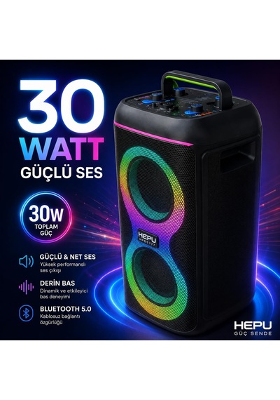 Hp-s60 Partybox Bluetooth Hoparlör 2 6.5 Hoparlör 30w Güç Rgb Işık Usb Tf Kart V E Aux Girişler