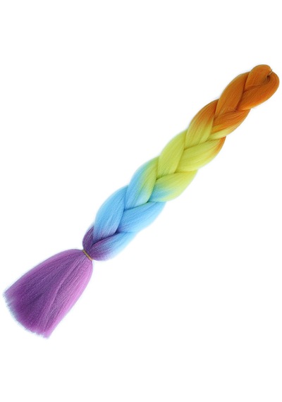 Afrika Örgülük Ombreli Sentetik Saç 100 Gr. - Turuncu / Sarı / Açık Mavi / Mor