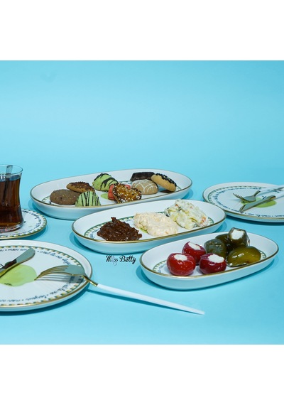 Mon Amour Porselen 3'lü Kayık Tabak Çok Renkli