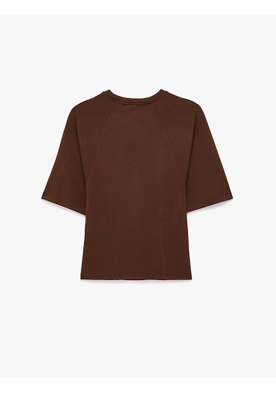 Koton Slim Fit Kısa Kollu Bisiklet Yaka Modal Karışımlı Tişört Kahverengi 6sal10399ık Kahve