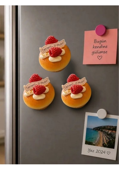 Mucit Home 1 Adet Cupcake Görünümlü Buzdolabı Magneti 3d Tatlı Tasarımlı Dekoratif Mutfak Süsü