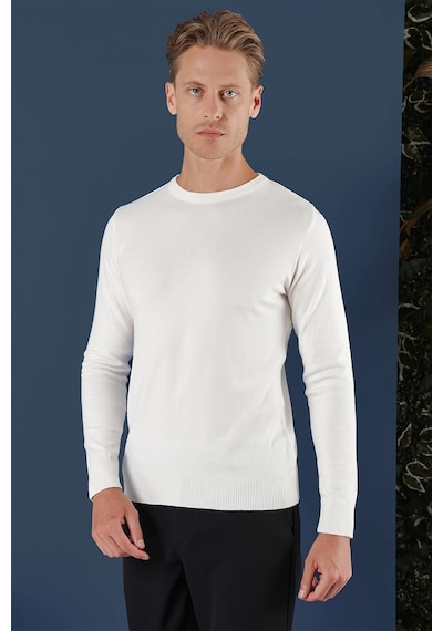 Efor Tr 858 Slim Fit Ekru Klasik Triko Ekru