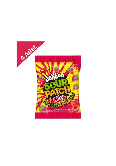 Kent Jelibon Sour Patch Çilek 80 G X 4 Adet - Önce Ekşi Sonra Tatlı Çilek Patlaması