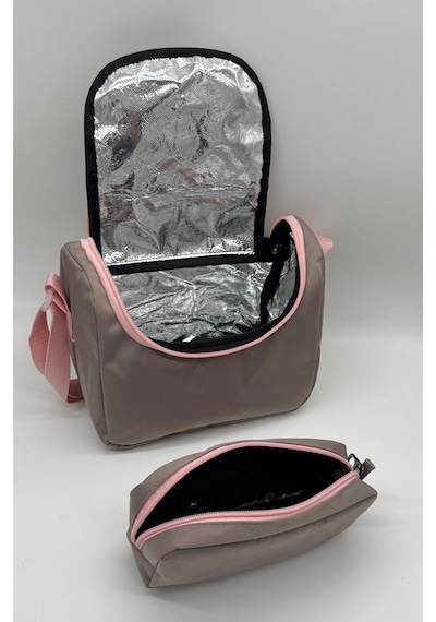 İlk Okul Çantası 3'lü Seti Unisex Çocuk İlkokul Çantası Bvt-8010 Pudra-vizon Pudra-taba