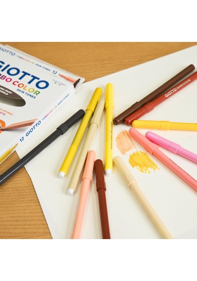 Gıotto Turbocolor Keçeli Kalemler, İnce Uçlu, 2,8 Mm, 12 Ten Rengi, Çocuklar, Partiler Ve Okullar İçin İdeal 124-Pembe