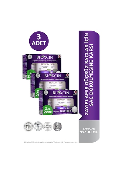 Bioxcin Siyah Sarımsak Şampuanı 300 Ml - 3 Al 2 Öde 3 Adet Tüm Saçlar