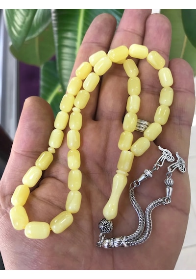 Beyrut Damla Alpaka Püskül Kapsül Kesim 7x11,5mm Tesbih Sarı